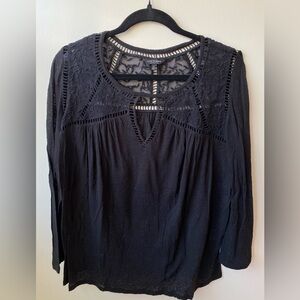 Black Lace Detail Women's Top